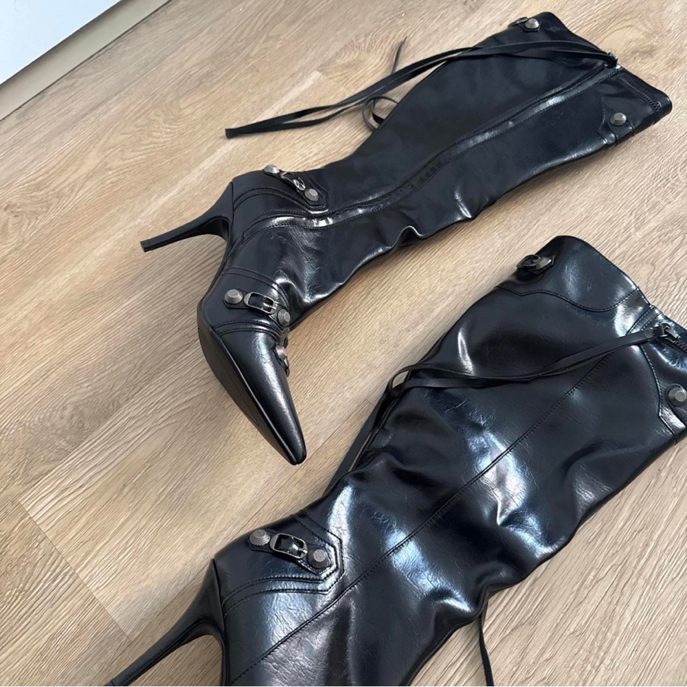 Zara Shiny Black Heeled Boots